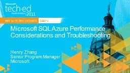 Microsoft SQL Azure Performance Considerations and Troubles