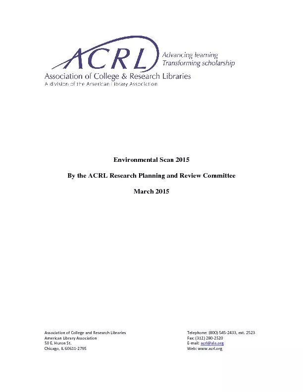 By the ACRL Research Planning and Review Committee AssociationCollegeR