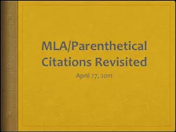 MLA/Parenthetical Citations Revisited