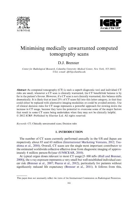 MinimisingmedicallyunwarrantedcomputedtomographyscansD.J.BrennerCenter