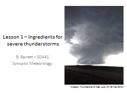 Lesson 1 – Ingredients for severe thunderstorms