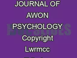 THE INTERNNIONAL JOURNAL OF AWON PSYCHOLOGY   Copyright   Lwrmcc Erlbplrm Associws he