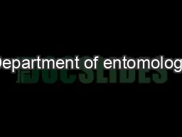 Department of entomology