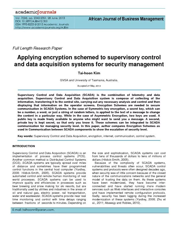 Full Length Research PaperApplying encryption schemed to supervisory c