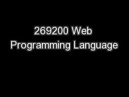 269200 Web Programming Language