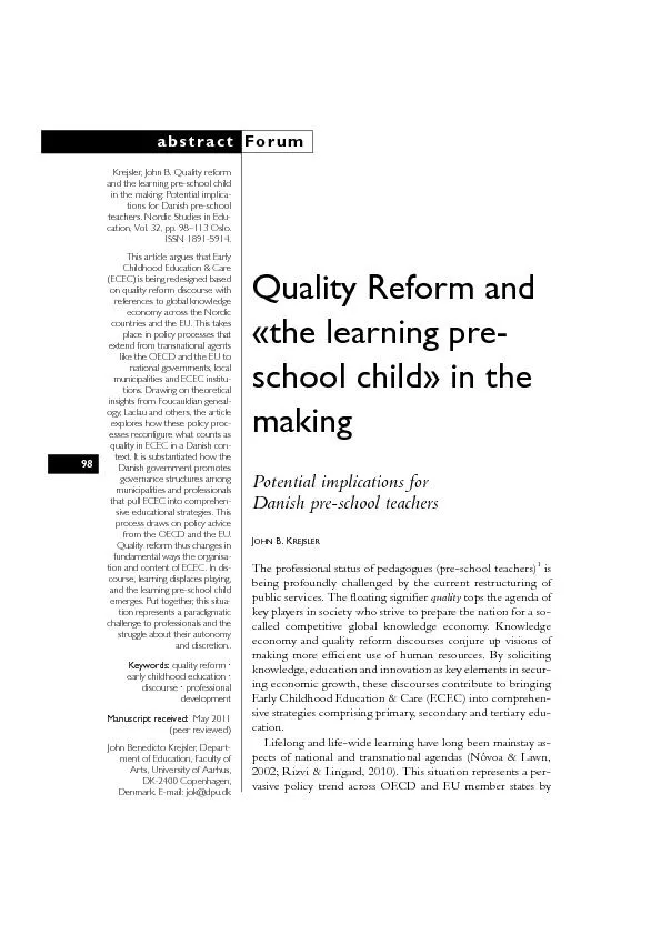 Quality Reform and 