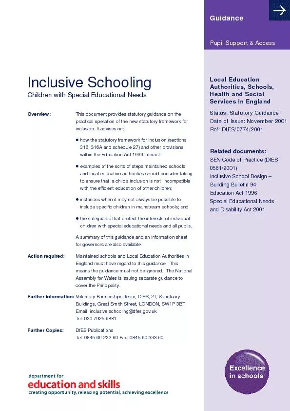 Pupil Support & AccessLocal EducationAuthorities, Schools,Health and S