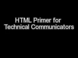 HTML Primer for Technical Communicators