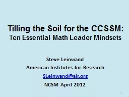 Tilling the Soil for the CCSSM: