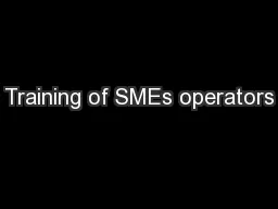 Training of SMEs operators