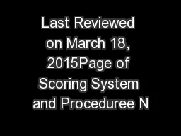Last Reviewed on March 18, 2015Page of Scoring System and Proceduree N