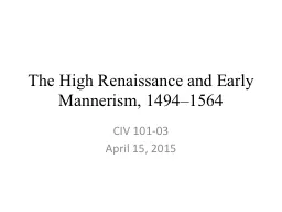 The High Renaissance and Early Mannerism, 1494–1564