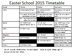 Easter School 2015 Timetable