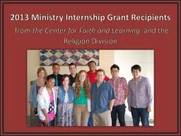 2013 Ministry Internship Grant