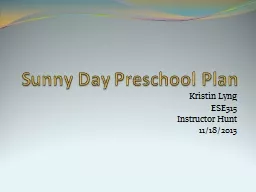 Sunny Day Preschool Plan