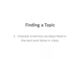 Finding a Topic