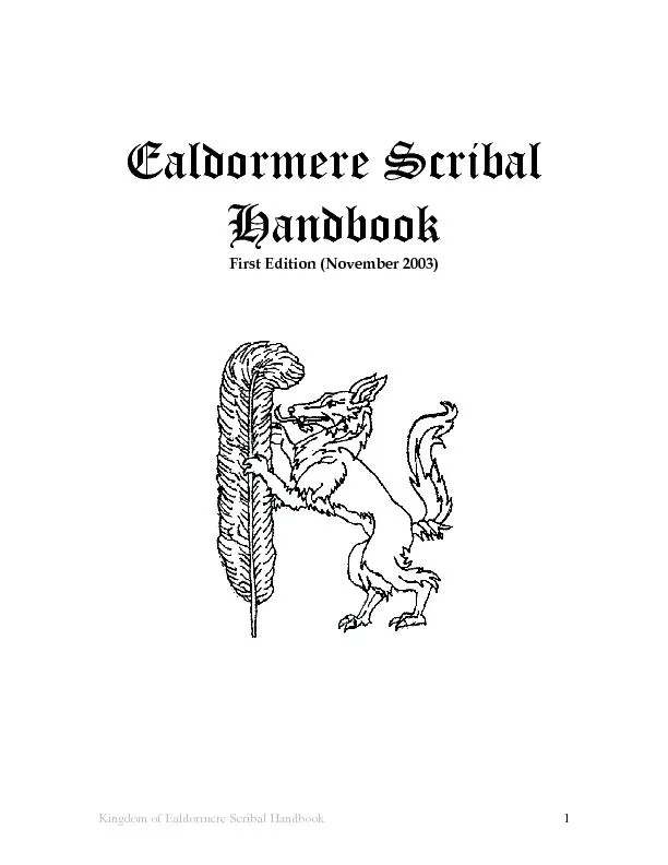 Kingdom of Ealdormere Scribal Handbook