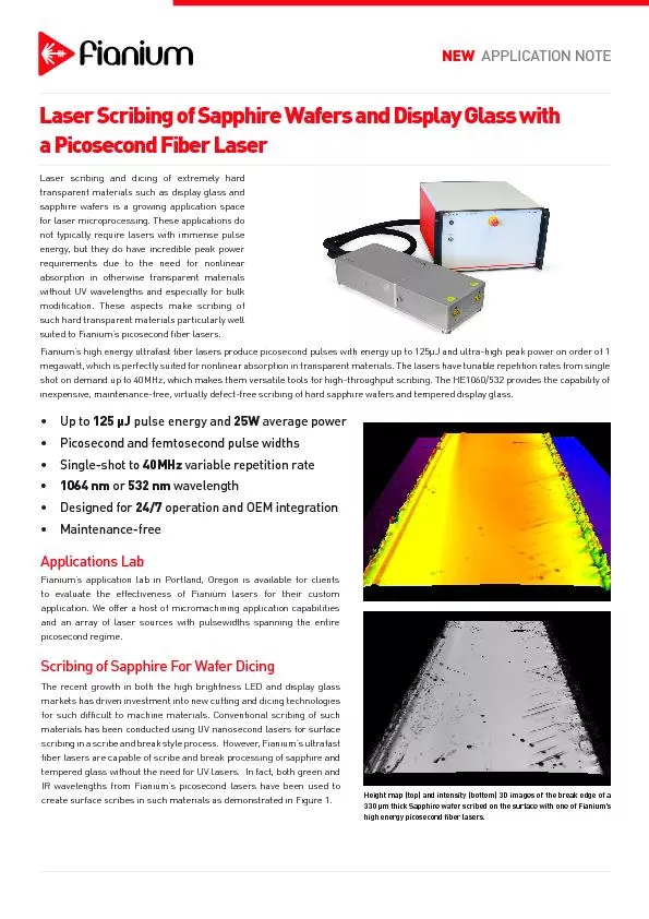 Fianium’s high energy ultrafast fiber lasers produce picosecond p
