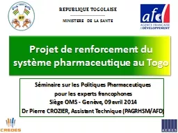 Projet de renforcement du système pharmaceutique au Togo