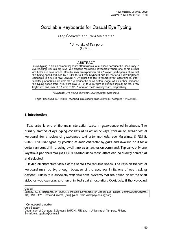 PsychNology Journal, 2009 Volume 7, Number 2, 159 