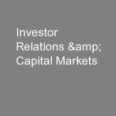 Investor Relations & Capital Markets