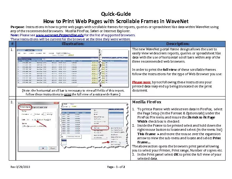 QuickGuideHow to Print Webages with Scrollable Framesin WaveNet Purpos