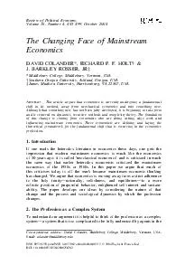 Review of Political Economy Volume  Number   October  The Changing Face of Mainstream