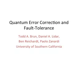 Quantum Error Correction and Fault-Tolerance