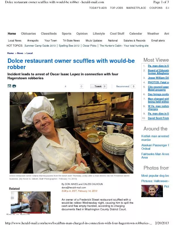Dolce restaurant owner Iuliana Manea pauses from the lunch rush Thursd