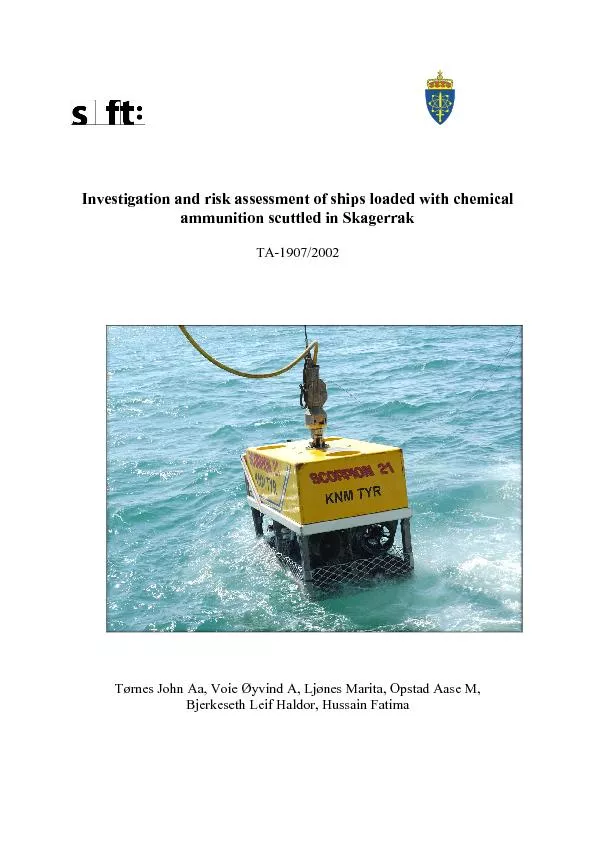 Investigation and risk assessment of ships loaded with chemical ammuni