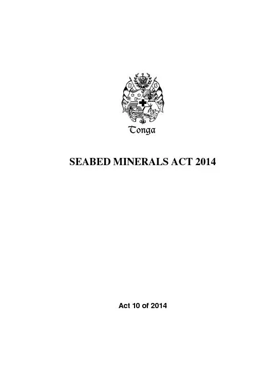 SEABED MINERALS ACT