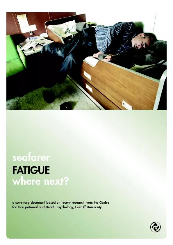 FATIGUEwhere next?a summary document based on recent research from the