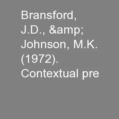 Bransford, J.D., & Johnson, M.K. (1972). Contextual pre