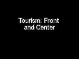 Tourism: Front and Center