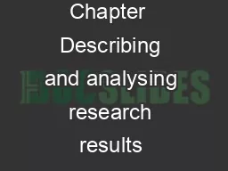 Chapter  Describing and analysing research results 