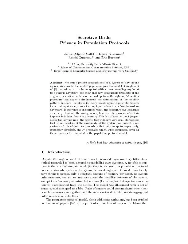 SecretiveBirds:PrivacyinPopulationProtocolsCaroleDelporte-Gallet1,Hugu