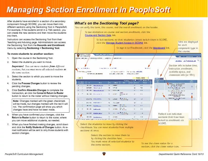 PeopleSoft Curriculum ManagementDepartmental Quick Reference Card 10/1