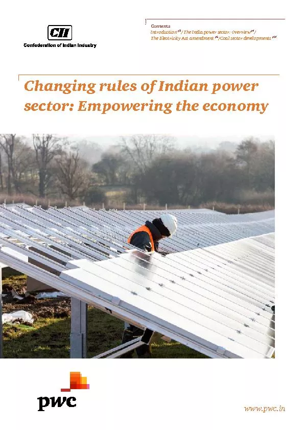 Changing rules of Indian power sector: Empowering the economywww.pwc.i