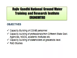 Rajiv Gandhi National Ground Water Training and Research In