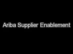 Ariba Supplier Enablement