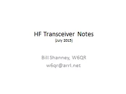 HF Transceiver Notes