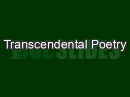 Transcendental Poetry