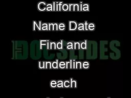 Summary Colonizing California Name Date Find and underline each vocabulary word