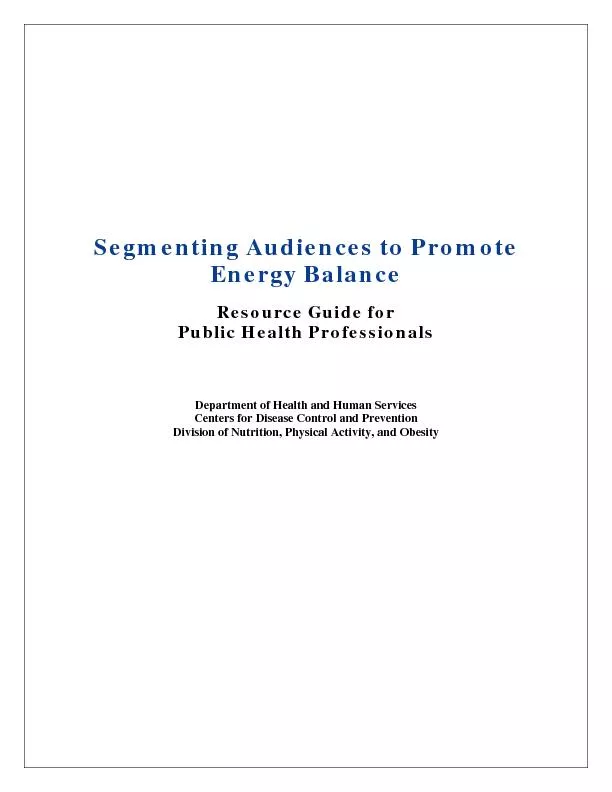 Energy Balance Audience Segmentation