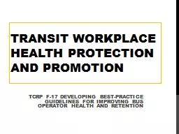 Transit workplace Health Protection and Promotion