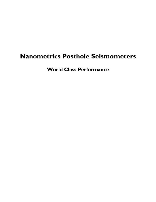 Nanometrics Posthole Seismometers  World Class Performance