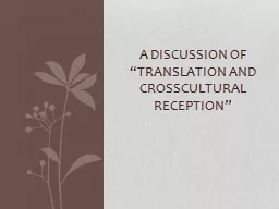 A Discussion of “Translation and