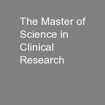 The Master of Science in Clinical Research