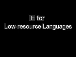 IE for Low-resource Languages