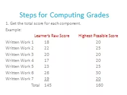 Steps for Computing Grades